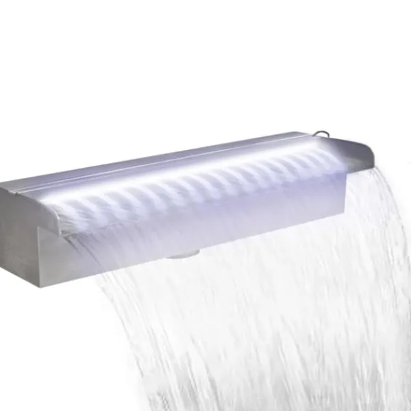 vidaXL Rektangulärt Vattenfall Poolfontän med LEDs i rostfritt stål 45 cm