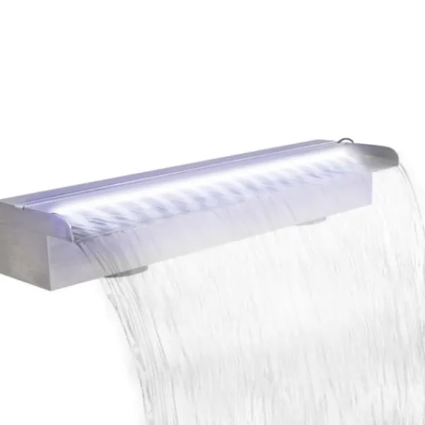 vidaXL Rektangulärt Vattenfall Poolfontän med LEDs i rostfritt stål 60 cm