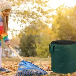Relaxdays Självbärande trädgårdsavfallspåsar, 3-pack, 90 L, 3 handtag, soptunna, UV-beständig, vattentät, grön Trädgårdskorgar