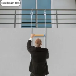 Outlet Repstege för nödutrymning - Portabel räddnings-/klätterstege - Höjd 3,8 m - Bredd 30 cm - Maxbelastning 100/120 kg - Fällbar - Färg Blå/Vit/Gul Beredskapsplaner