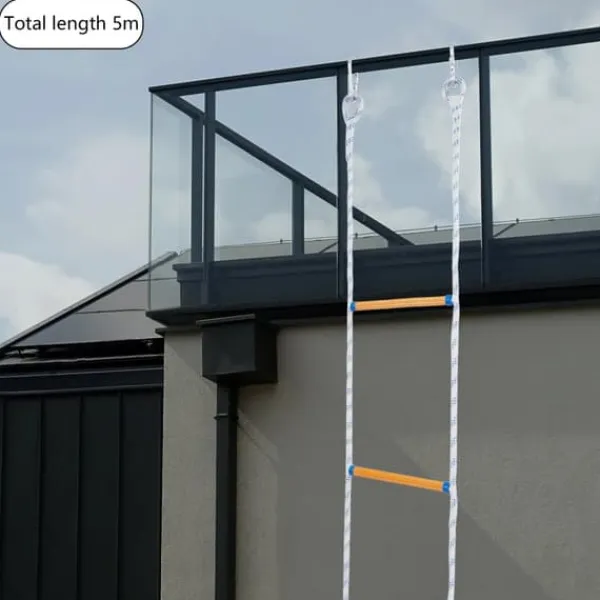 Outlet Repstege för nödutrymning - Portabel räddnings-/klätterstege - Höjd 3,8 m - Bredd 30 cm - Maxbelastning 100/120 kg - Fällbar - Färg Blå/Vit/Gul Beredskapsplaner