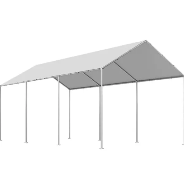 Reservtak för carport - Presenning 3 x 6 m - UV-beständig - Vattentät - Kraftig - Med bollsnoddar - Ram ingår ej - Grå
