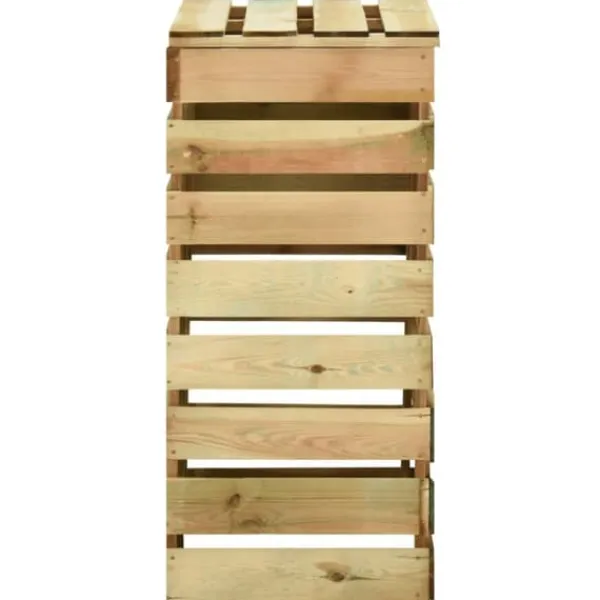 Sale Ribbad trädgårdskompost i trä - 2 st lådor | Storlek: 80x50x100 cm | Färg: Impregnerad furu Kompostering