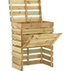 Ribbad trädgårdskompostlåda - Impregnerad furu | Set om 3 | Storlek: 80x50x100 cm