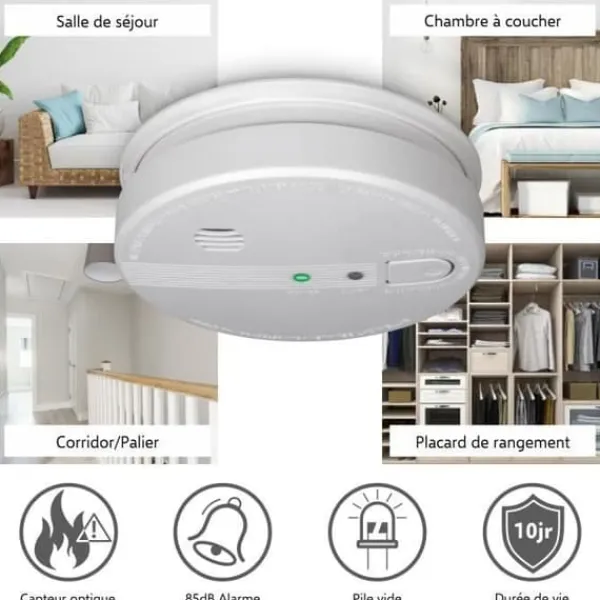 Röksensor - ELRO - FS1110P - 230V - Anslutning till vägguttag - Nödbatteri 10 år
