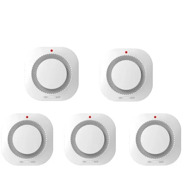 Outlet Röksensor, Optisk Avkänning, Smarta Hem Kompatibilitet,5PCS Rök- & Koloxiddetektorer
