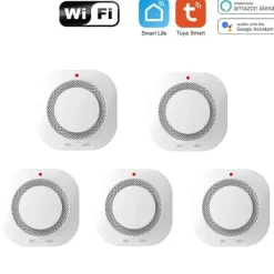 Outlet Röksensor, Optisk Avkänning, Smarta Hem Kompatibilitet,5PCS Rök- & Koloxiddetektorer