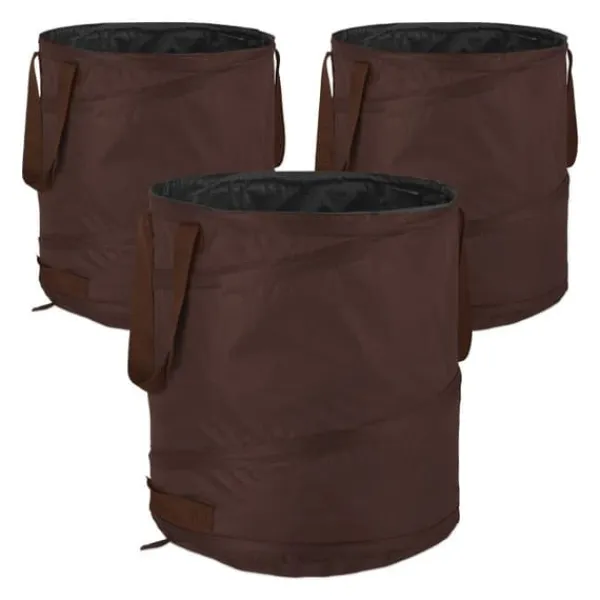 Robust set med 3 popup-bladpåsar 85 l bruna