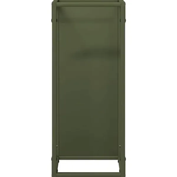 Hot Robust vedställ i olivgrön | Material: Kallvalsat stål | Storlek: 25x25x60 cm Tillbehör Till Vedeldade Kaminer & Öppna Spisar