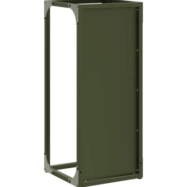 Hot Robust vedställ i olivgrön | Material: Kallvalsat stål | Storlek: 25x25x60 cm Tillbehör Till Vedeldade Kaminer & Öppna Spisar
