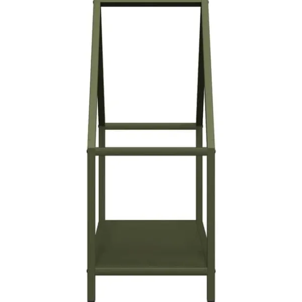New Robust vedställ i olivgrön kallvalsat stål - Stor kapacitet | Storlek: 60x25x60 cm | Färg: Olivgrön Tillbehör Till Vedeldade Kaminer & Öppna Spisar