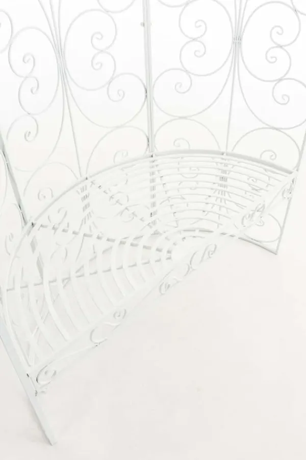 Romantisk halvpaviljong med bänk - Garden Pavilion - Hållbar järndesign | Färg: Vit