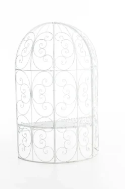 Best Romantisk halvpaviljong med bänk - Garden Pavilion - Hållbar järndesign | Färg: Antik vit Valvbågar, Spaljéer, Bersåer & Pergolor