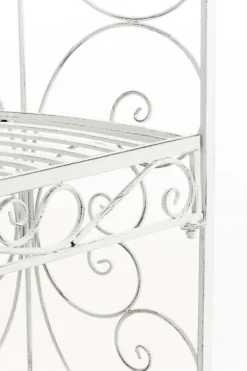 Best Romantisk halvpaviljong med bänk - Garden Pavilion - Hållbar järndesign | Färg: Antik vit Valvbågar, Spaljéer, Bersåer & Pergolor