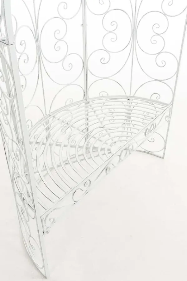 Best Romantisk halvpaviljong med bänk - Garden Pavilion - Hållbar järndesign | Färg: Antik vit Valvbågar, Spaljéer, Bersåer & Pergolor