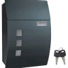 Discount Rootz brevlåda - Väggbrevlåda - Låsbar - Namnskyltshållare - Nycklar - Antracit - 32 x 10 x 45 cm Postlådor & Brevlådor
