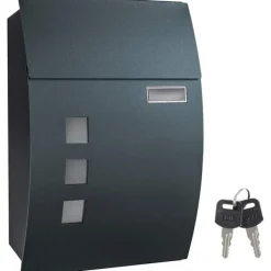 Discount Rootz brevlåda - Väggbrevlåda - Låsbar - Namnskyltshållare - Nycklar - Antracit - 32 x 10 x 45 cm Postlådor & Brevlådor
