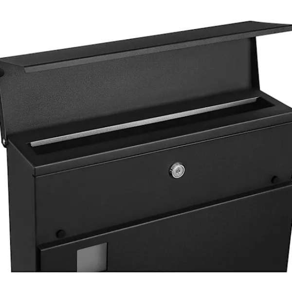 Outlet Rootz brevlåda - Väggbrevlåda - Väggmonterad - Låsbar - Tidningsfack - Svart - Metall - 37 x 10,5 x 37 cm Postlådor & Brevlådor