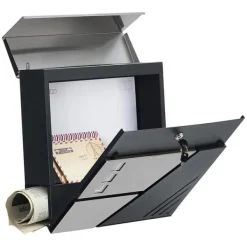 Outlet Rootz Brevlåda - Väggbrevlåda - Väggmonterad postlåda - Postmonterad postlåda - Brevlåda - Med visningsfönster - Silver antracit - 37 x 10,5 x 37 cm | CDON Postlådor & Brevlådor