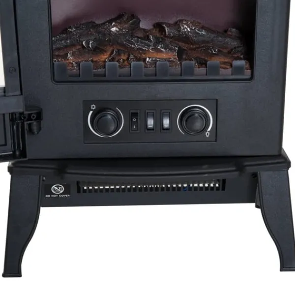 Sale Rootz elektrisk öppen spis - LED Flames - 1000/2000 W - Justerbar temperatur - Ljusstyrka - Metall - 39 x 23 x 56,5 cm Öppna Spisar