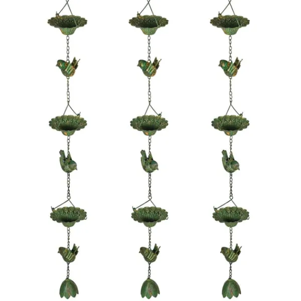 Rootz 3er Set Rain Chain - Drain Chain - Rainflow Chain - Corrosion -resistent - 123cm x Ø12cm för enkel trädgårdsdekoration Trädgårdsprydnader