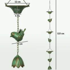 Rootz 3er Set Rain Chain - Drain Chain - Rainflow Chain - Corrosion -resistent - 123cm x Ø12cm för enkel trädgårdsdekoration Trädgårdsprydnader