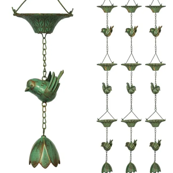 Rootz 3er Set Rain Chain - Drain Chain - Rainflow Chain - Corrosion -resistent - 123cm x Ø12cm för enkel trädgårdsdekoration Trädgårdsprydnader
