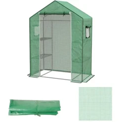 Rootz Ersättningsfilm Växthus - Rulldörr - Nätfönster - Polyeten - Grön - 143 x 70 x 190cm