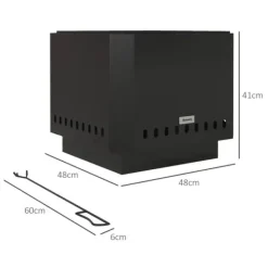 New Rootz Fire Pit - Inklusive poker - Eldfat - Robust konstruktion - Metall & rostfritt stål - Svart - 48L x 48W x 41H cm Öppna Spisar