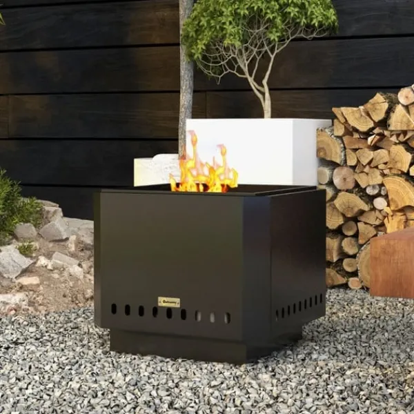 New Rootz Fire Pit - Inklusive poker - Eldfat - Robust konstruktion - Metall & rostfritt stål - Svart - 48L x 48W x 41H cm Öppna Spisar