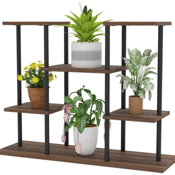 Best Rootz Flower Stand med 4 nivåer - 4 -stegs växtstativ - Blommorpotthållare - Stable & Elegant - 80 cm x 24 cm x 61,5 cm Växtställ