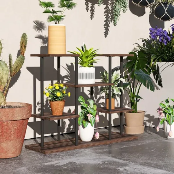 Best Rootz Flower Stand med 4 nivåer - 4 -stegs växtstativ - Blommorpotthållare - Stable & Elegant - 80 cm x 24 cm x 61,5 cm Växtställ