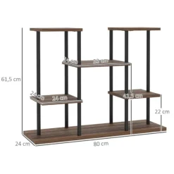 Best Rootz Flower Stand med 4 nivåer - 4 -stegs växtstativ - Blommorpotthållare - Stable & Elegant - 80 cm x 24 cm x 61,5 cm Växtställ