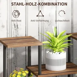 Best Rootz Flower Stand med 4 nivåer - 4 -stegs växtstativ - Blommorpotthållare - Stable & Elegant - 80 cm x 24 cm x 61,5 cm Växtställ