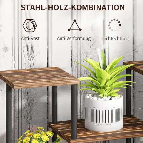 Best Rootz Flower Stand med 4 nivåer - 4 -stegs växtstativ - Blommorpotthållare - Stable & Elegant - 80 cm x 24 cm x 61,5 cm Växtställ
