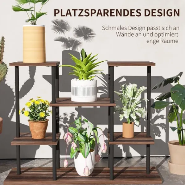 Best Rootz Flower Stand med 4 nivåer - 4 -stegs växtstativ - Blommorpotthållare - Stable & Elegant - 80 cm x 24 cm x 61,5 cm Växtställ