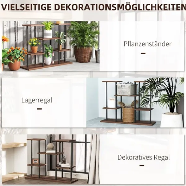 Best Rootz Flower Stand med 4 nivåer - 4 -stegs växtstativ - Blommorpotthållare - Stable & Elegant - 80 cm x 24 cm x 61,5 cm Växtställ