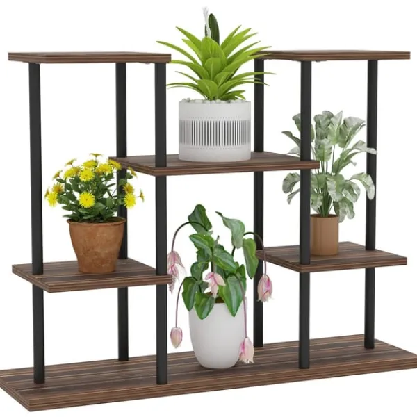 Best Rootz Flower Stand med 4 nivåer - 4 -stegs växtstativ - Blommorpotthållare - Stable & Elegant - 80 cm x 24 cm x 61,5 cm Växtställ