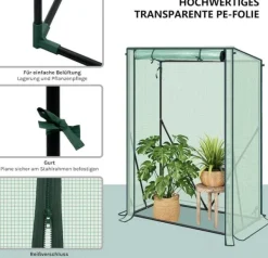 Online Rootz Foil Greenhouse - Plant Shelter - Weather Protection - UV Resistant - Steel & PE Tarpaulin - 100x50x150/132 cm Växthus