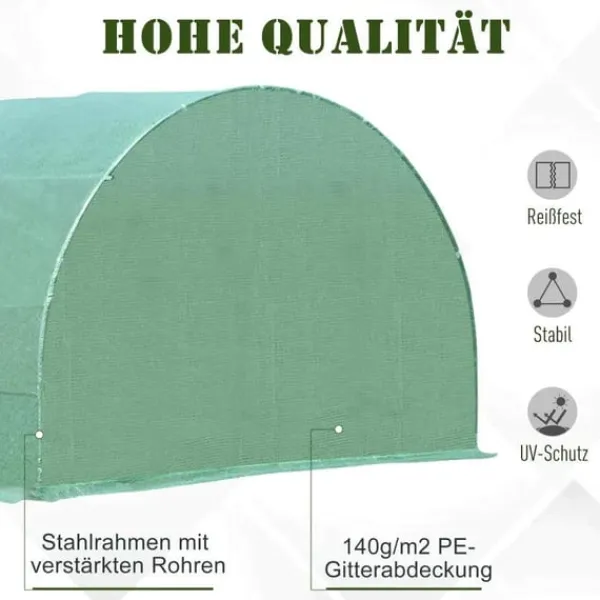 Online Rootz Folie Växthus - Tomat Växthus - Tunnel Kall Ram - Växthus - Tomat Folie Växthus - Grön - 590 X 300 X 200 CM Växthus