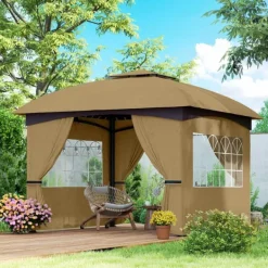 Rootz Garden Gazebo 3.4x3.4m - öltält - utomhusskydd - UV -skydd - Stålram - 335L x 335W x 285H cm Tält & Lusthus