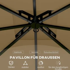 Rootz Garden Gazebo 3.4x3.4m - öltält - utomhusskydd - UV -skydd - Stålram - 335L x 335W x 285H cm Tält & Lusthus