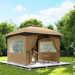 Rootz Garden Gazebo 3.4x3.4m - öltält - utomhusskydd - UV -skydd - Stålram - 335L x 335W x 285H cm Tält & Lusthus