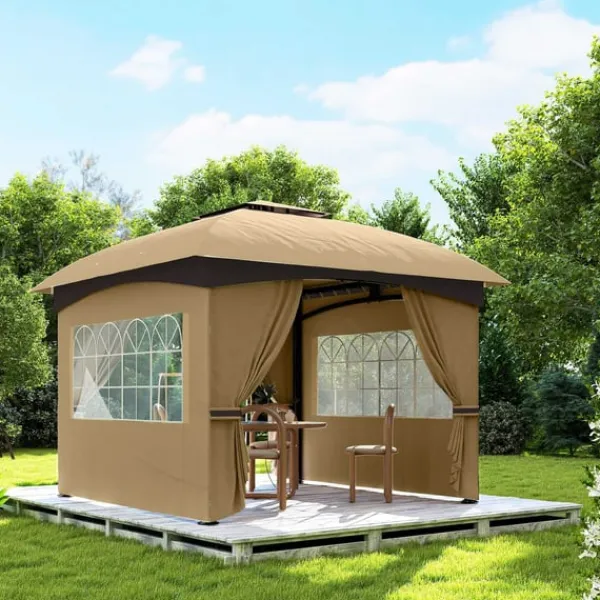 Rootz Garden Gazebo 3.4x3.4m - öltält - utomhusskydd - UV -skydd - Stålram - 335L x 335W x 285H cm Tält & Lusthus