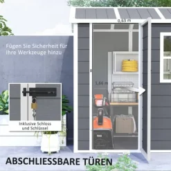 Rootz Garden House - Tool Shed - Outdoor Equipment Storage - Weatherproof and Låsbar - 186 cm x 130 cm x 199 cm