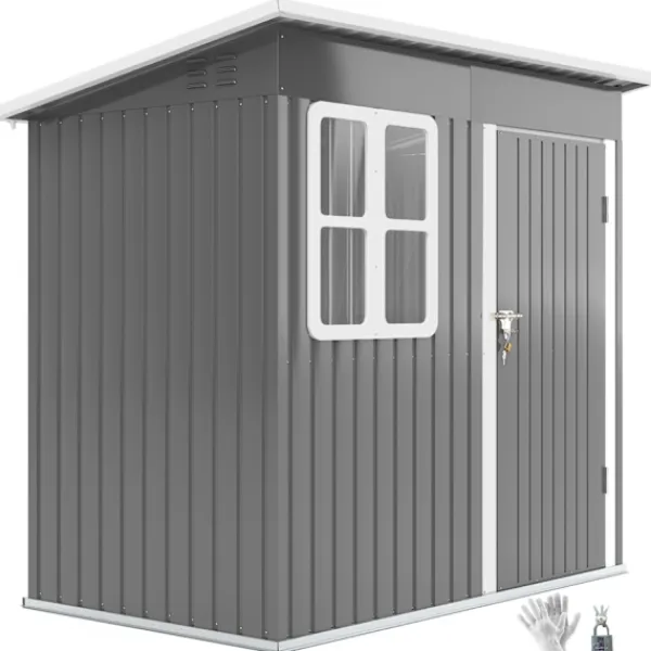 Hot Rootz Garden Shed - Garden House - Outdoor Storage - Låsbar stålstruktur - 221 cm x 133 cm x 190 cm Skjul, Garage & Carports