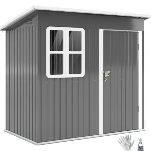 Hot Rootz Garden Shed - Garden House - Outdoor Storage - Låsbar stålstruktur - 221 cm x 133 cm x 190 cm Skjul, Garage & Carports