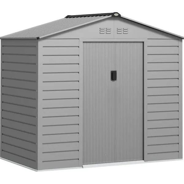 Clearance Rootz Garden Tool Shed - Stålförvaring - Låsbar förvaring - Vattentät och ventilerad - 213 cm x 131 cm x 192 cm Skjul, Garage & Carports