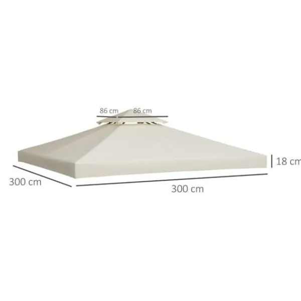 Rootz Gazebo Roof - Replacement Roof - Garden Gazebo - Party Tent - Garden Tent - Cream/white