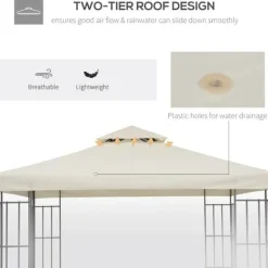 Rootz Gazebo Roof - Replacement Roof - Garden Gazebo - Party Tent - Garden Tent - Cream/white